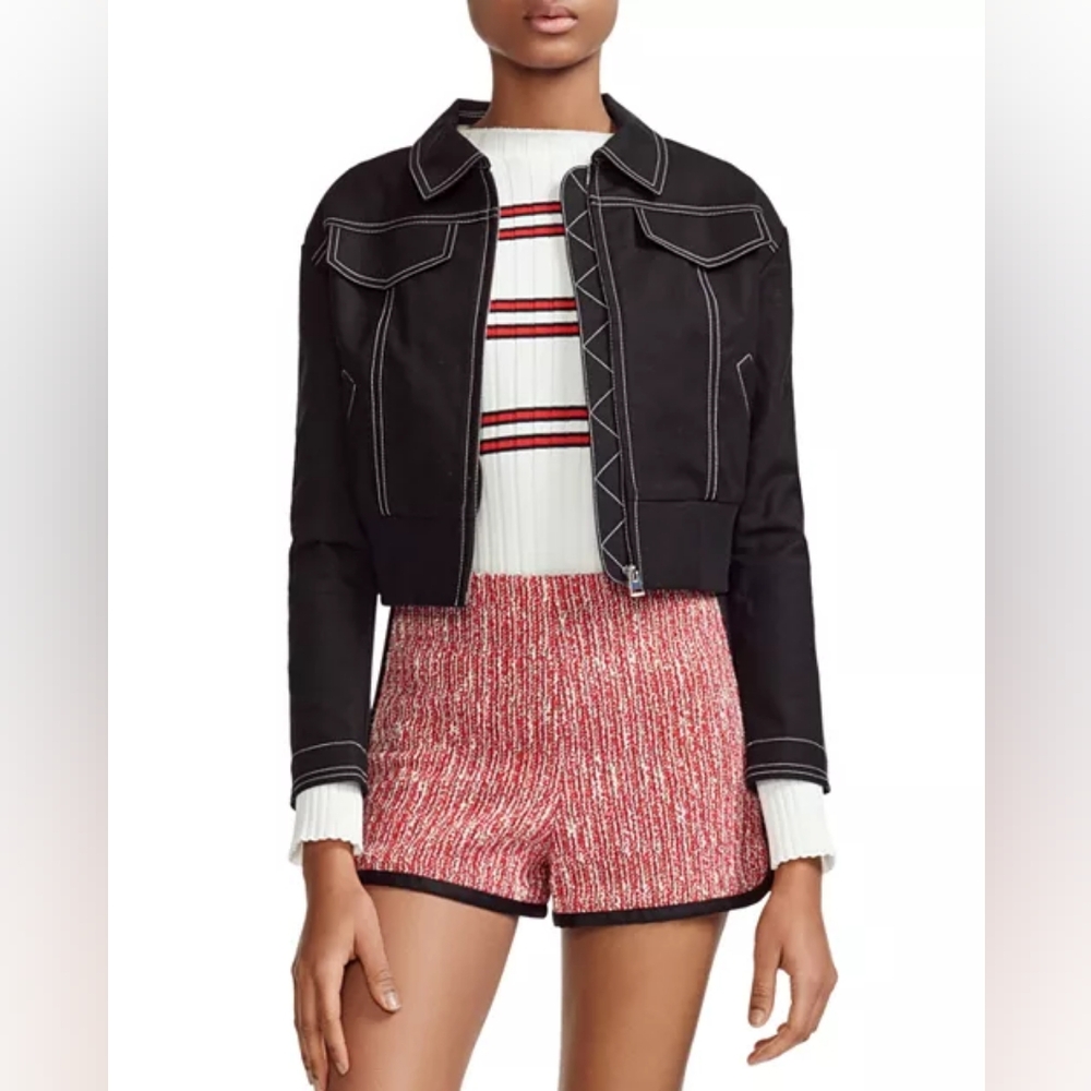 Maje Bombi Stitched Cropped Jacket,Sz.38